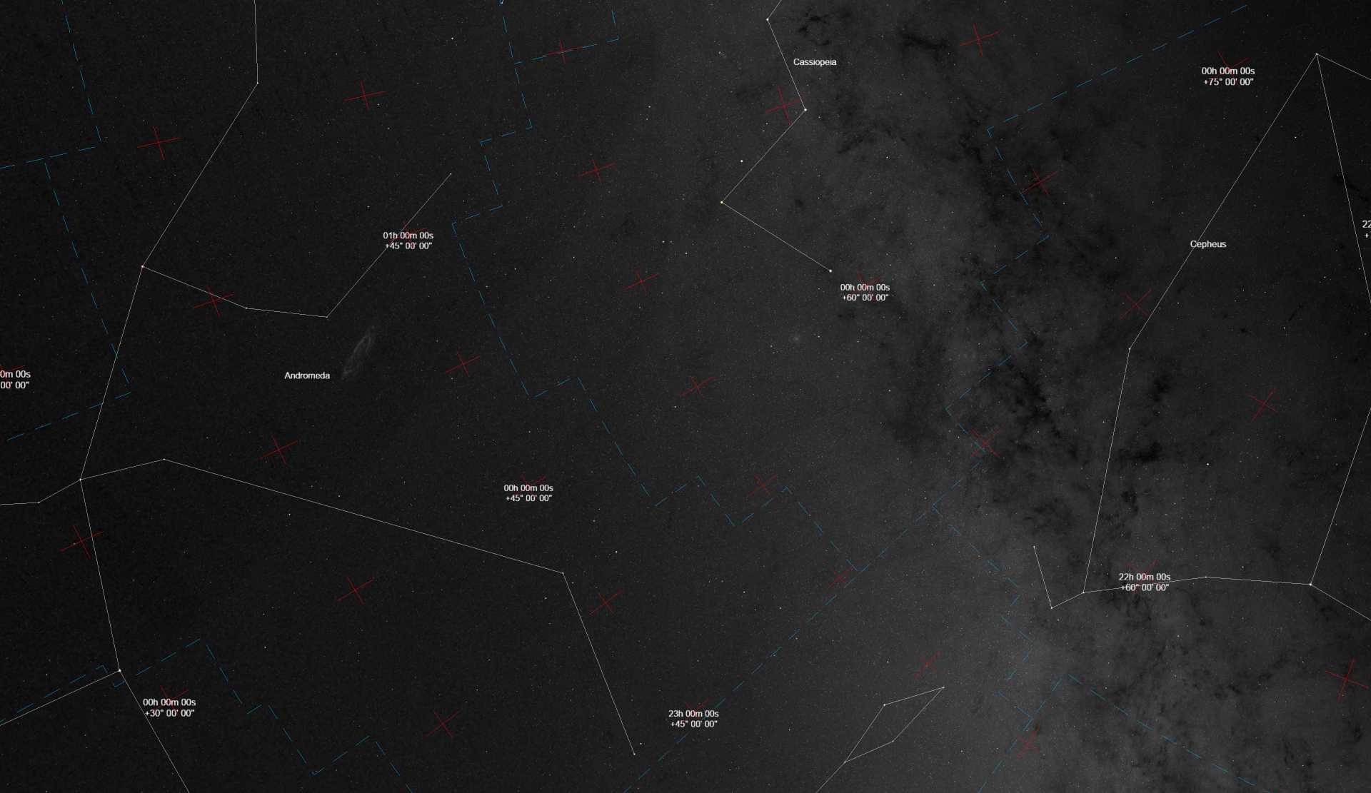 Screenshot showing a wide area of the nightsky with billions of stars showing