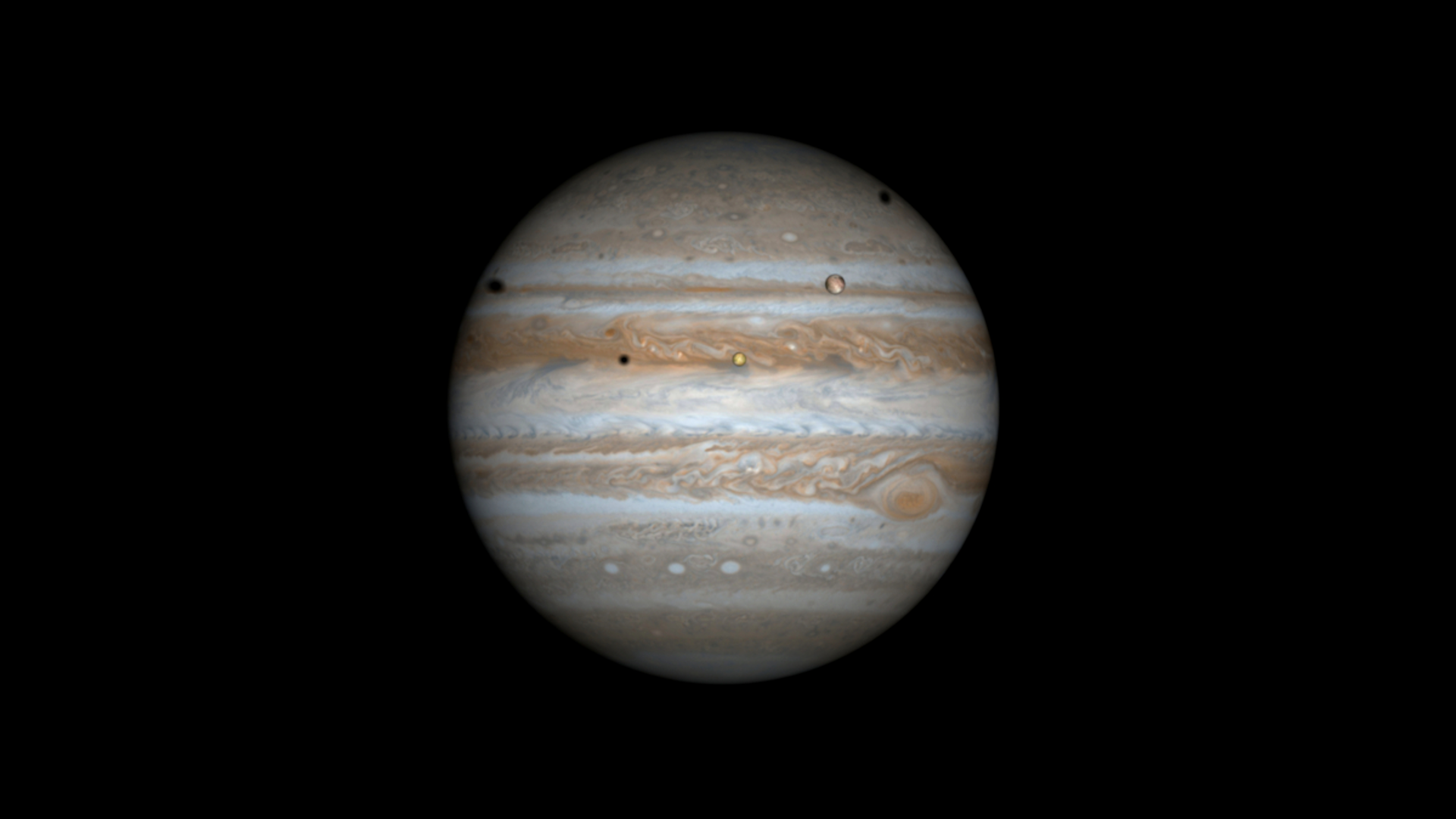 Screenshot showing Jupiter's moons and shadows